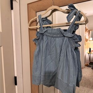 Express Light Blue Gathered Top